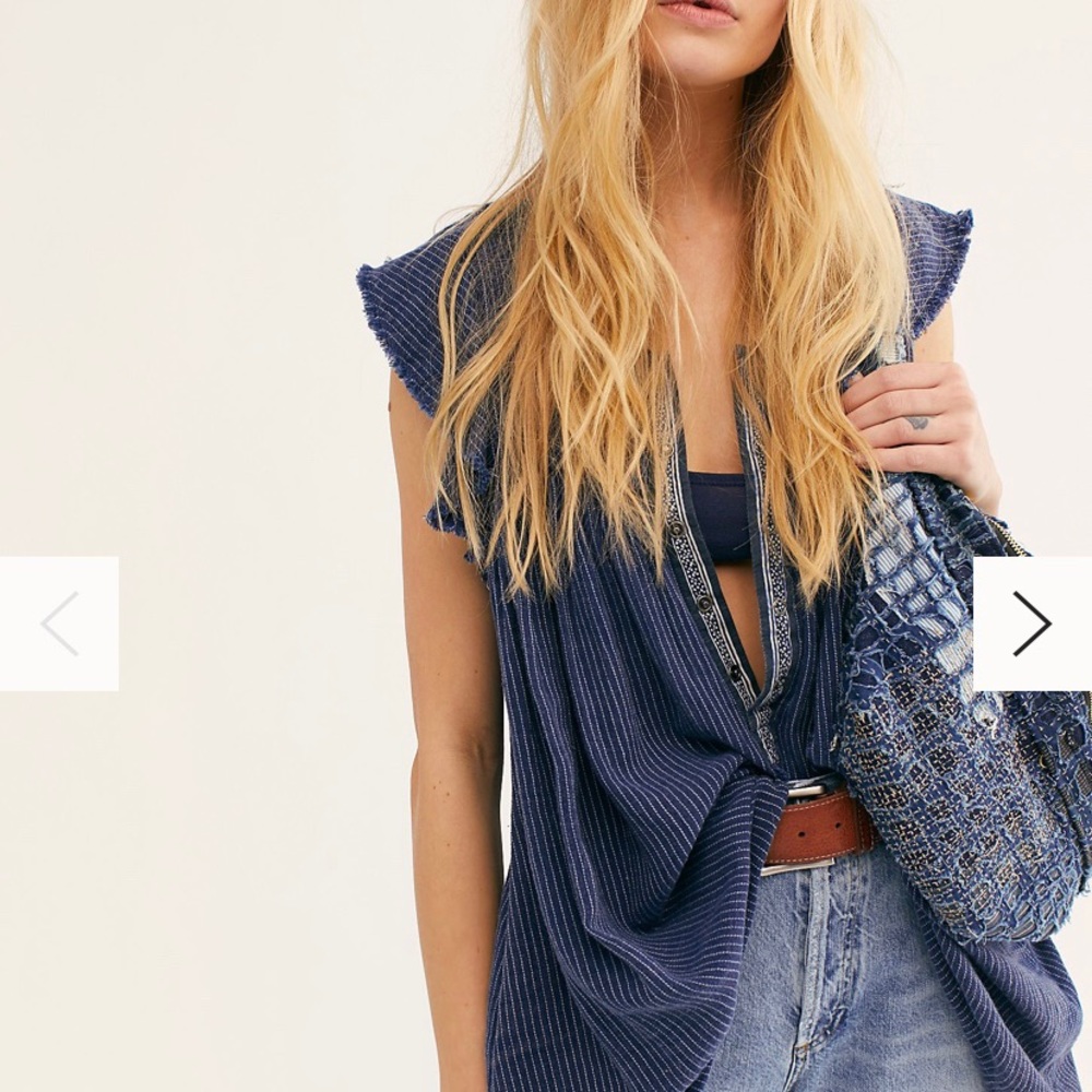 Free People Blue Ridge Indigo Top